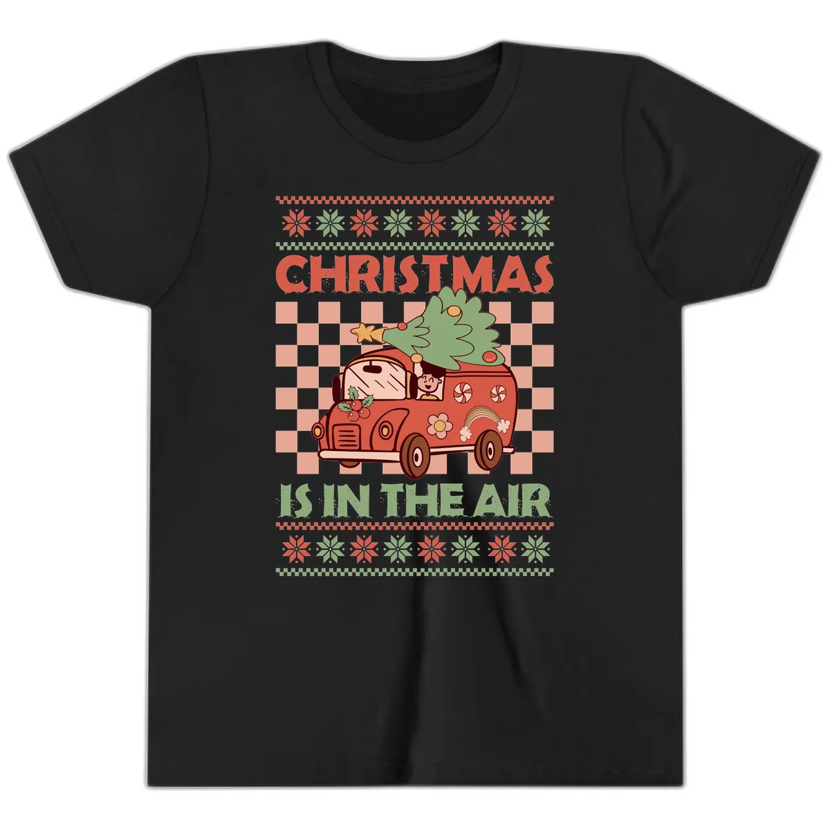 Christmas Is In The Air Van Youth T-Shirt in Black