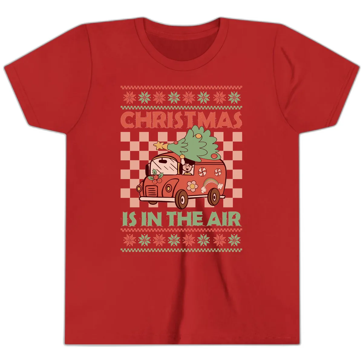 Christmas Is In The Air Van Youth T-Shirt in Red