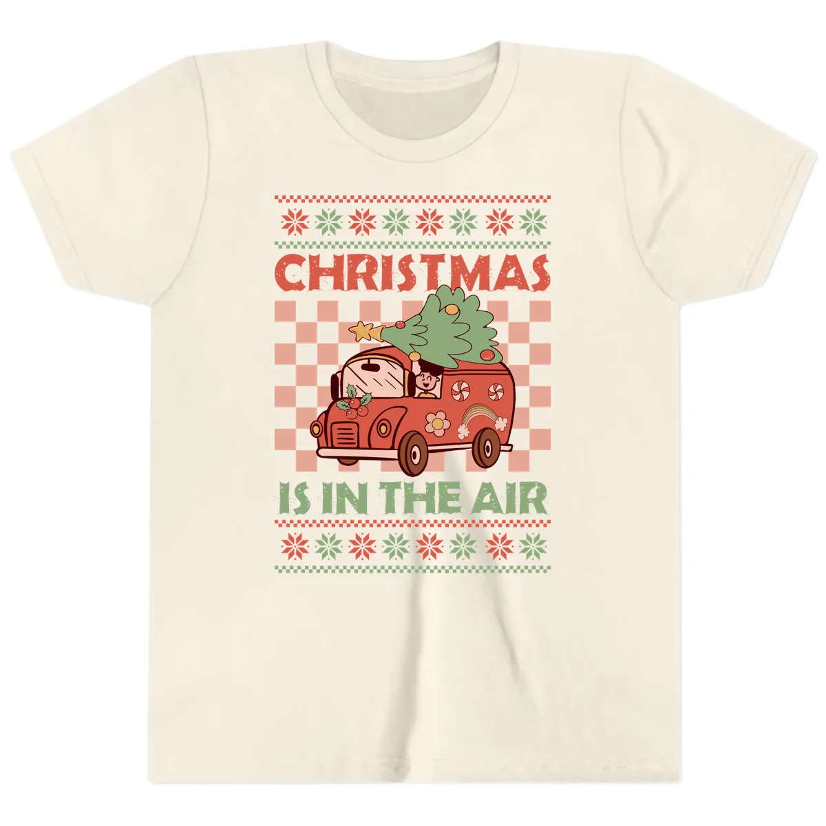 Christmas Is In The Air Van Youth T-Shirt in Natural