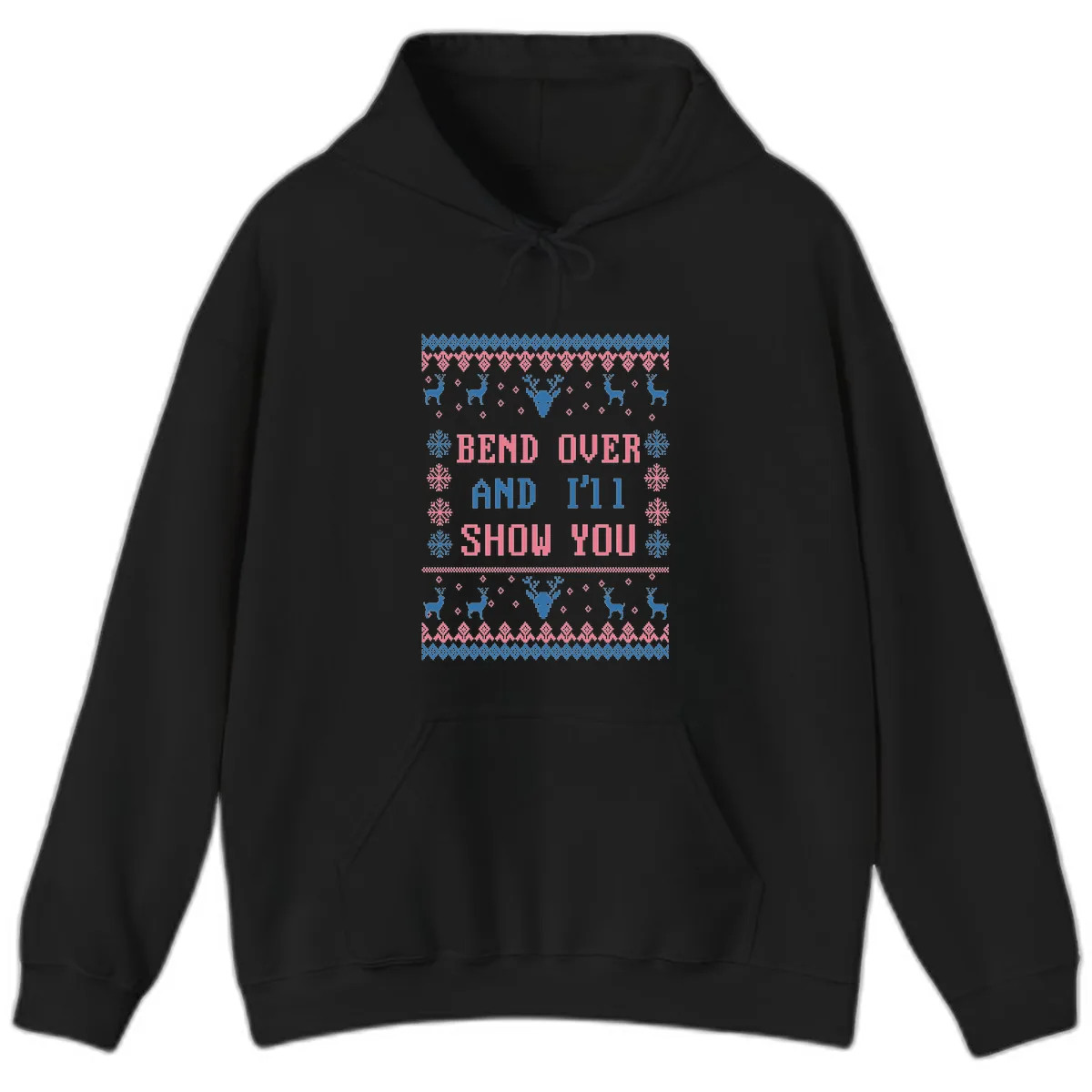 Bend Over And I'll Show You Ugly Christmas Hoodie in Black