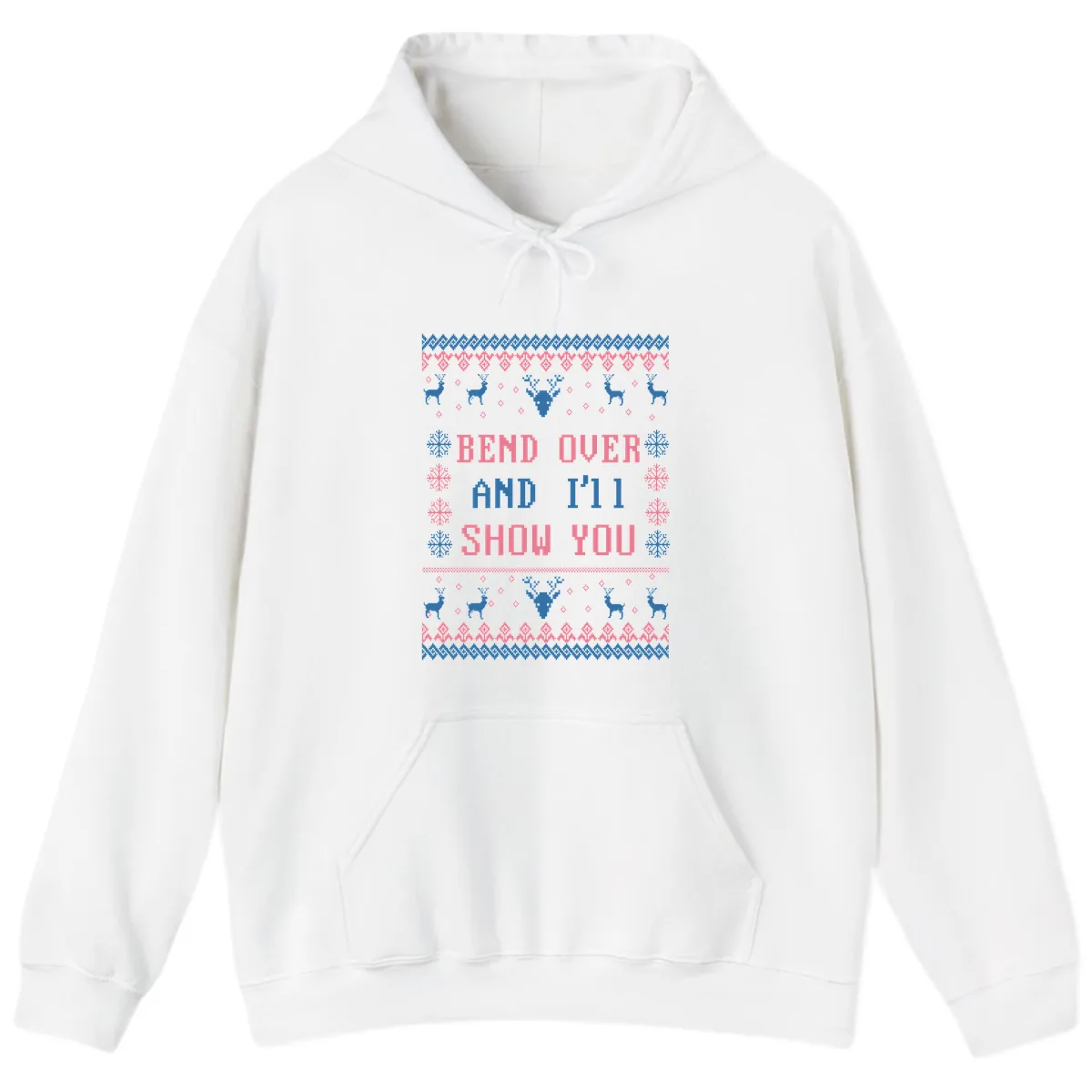 Bend Over And I'll Show You Ugly Christmas Hoodie in White