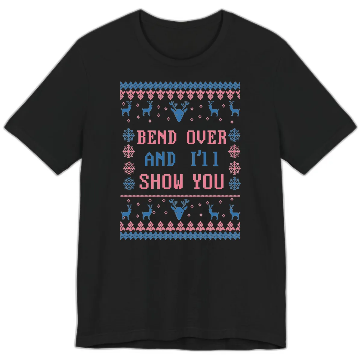 Bend Over And I'll Show You Ugly Christmas Premium T-Shirt in Black