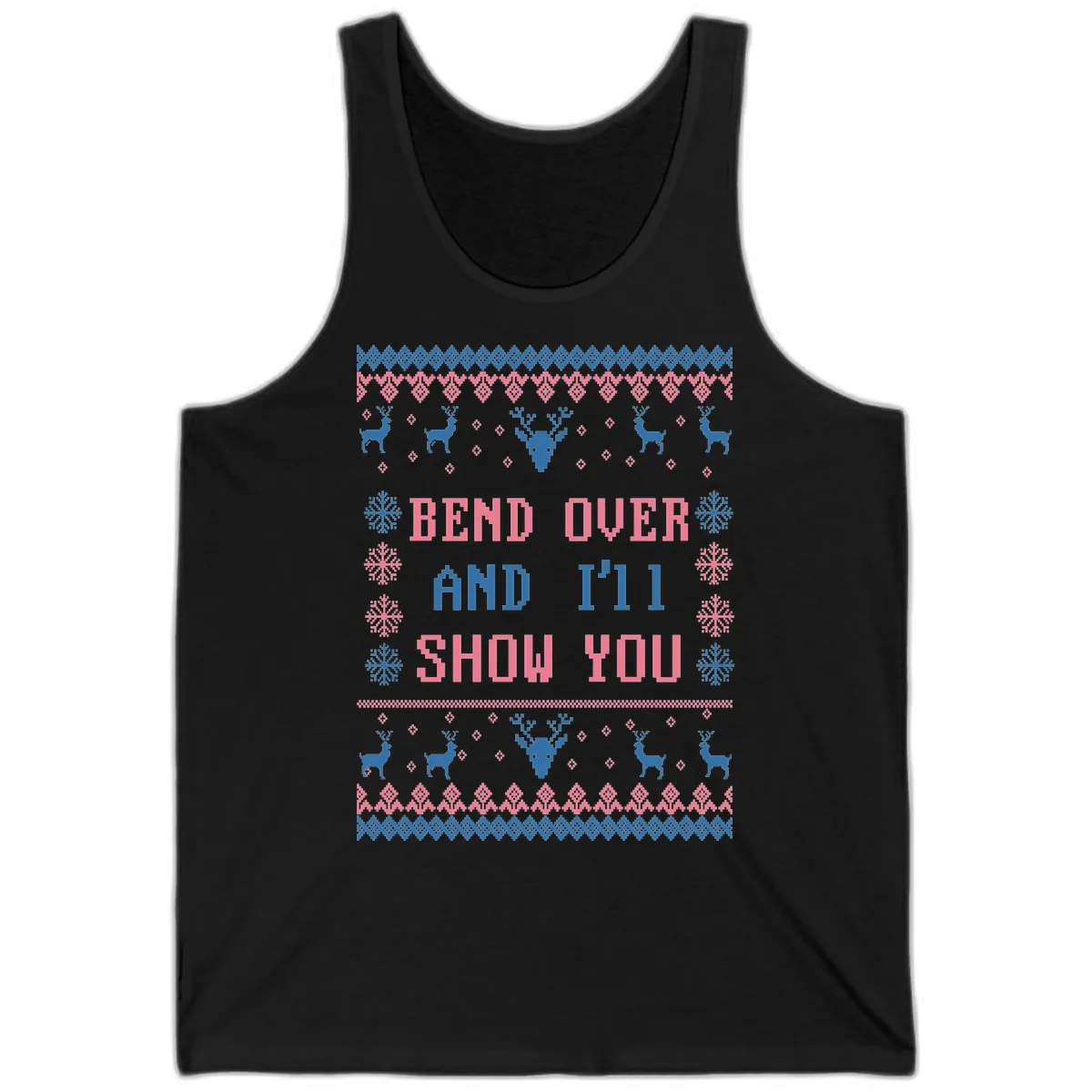 Bend Over And I'll Show You Ugly Christmas Tank in Black