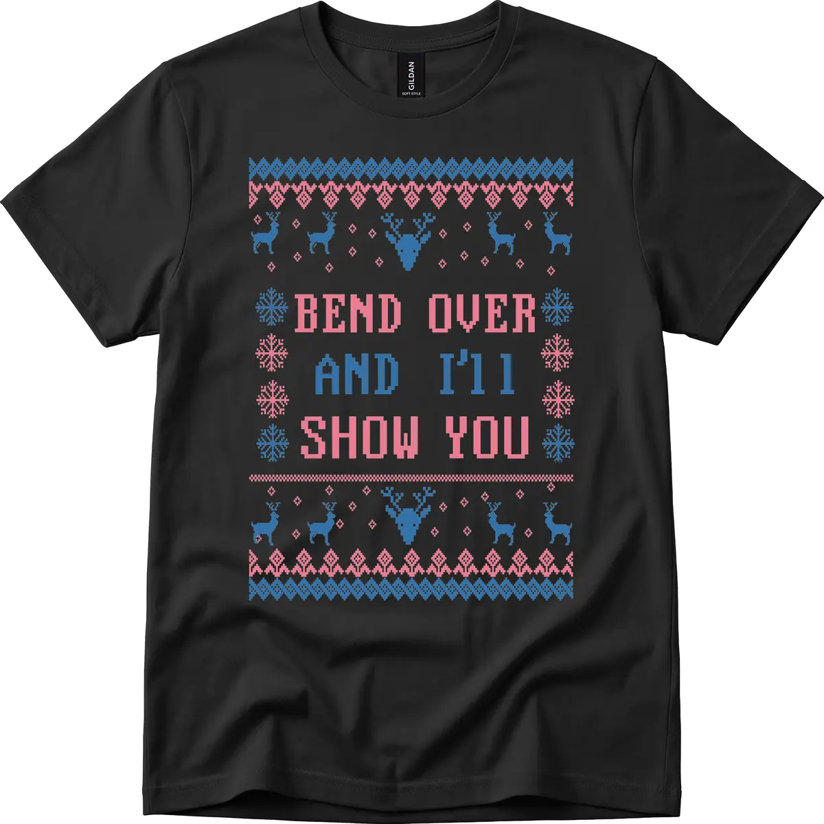 Bend Over And I'll Show You Ugly Christmas T-Shirt in Black