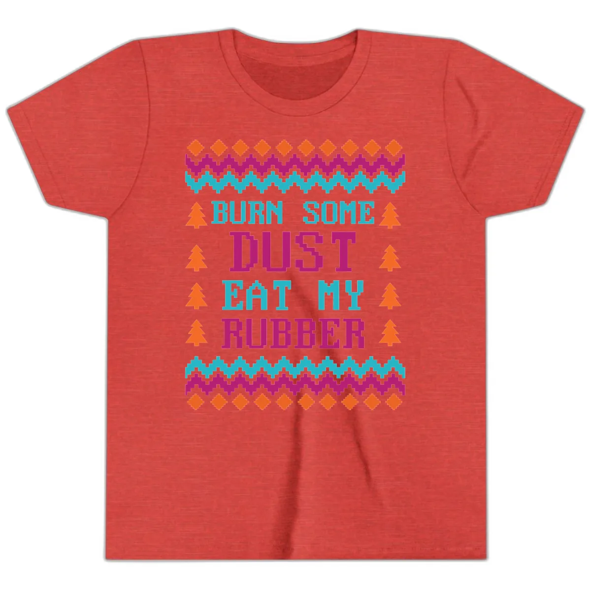 Burn Some Dust Eat My Rubber Youth T-Shirt in Heather Red