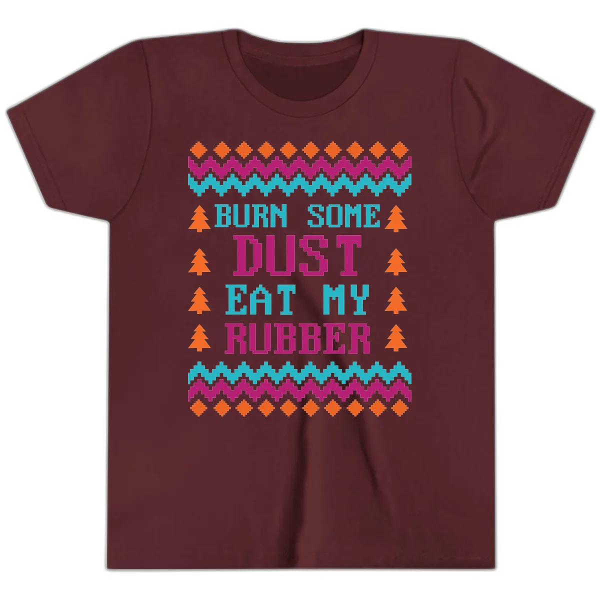 Burn Some Dust Eat My Rubber Youth T-Shirt in Maroon