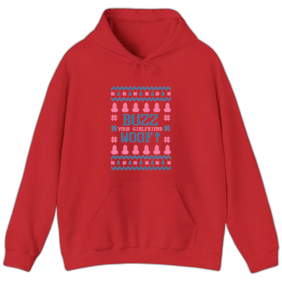 Buzz Your Girlfriend Woof Christmas Hoodie in Red
