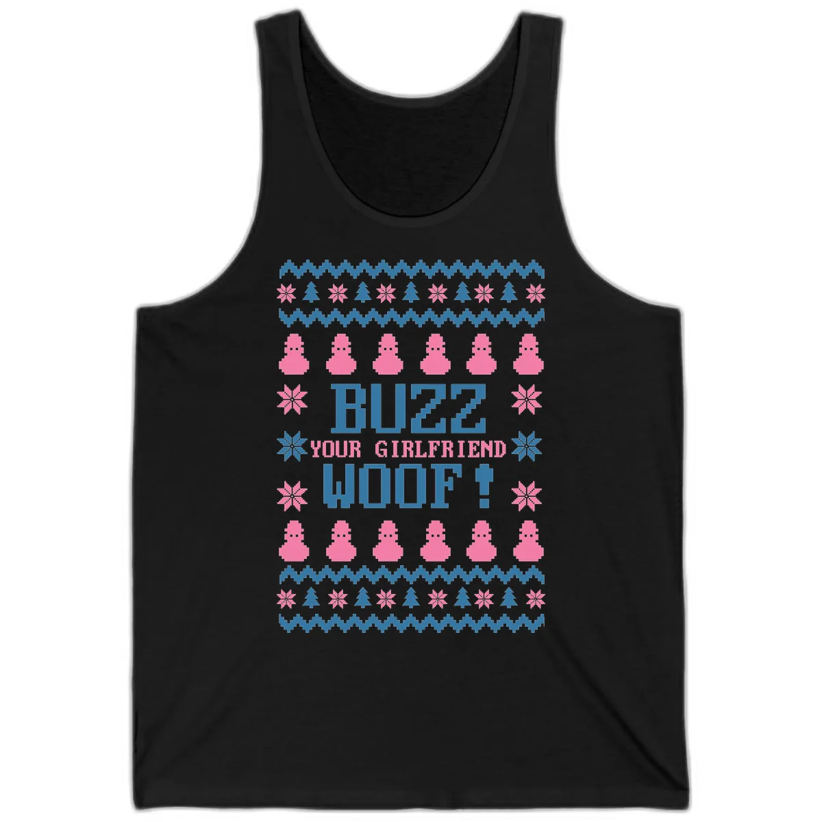 Buzz Your Girlfriend Woof Christmas Tank in Black