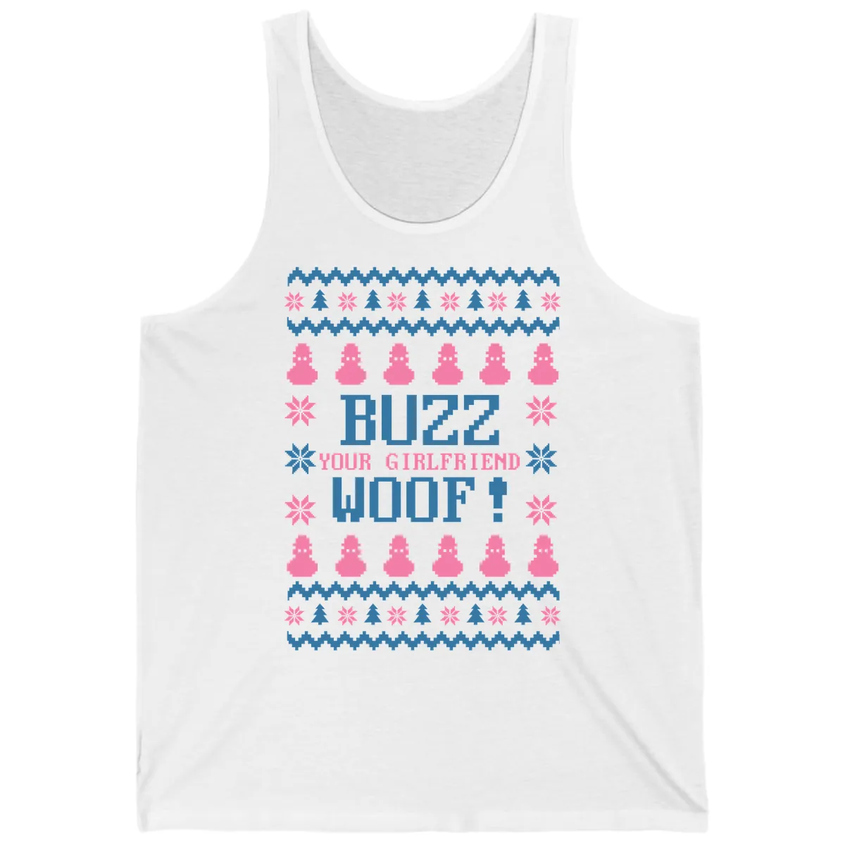 Buzz Your Girlfriend Woof Christmas Tank in White