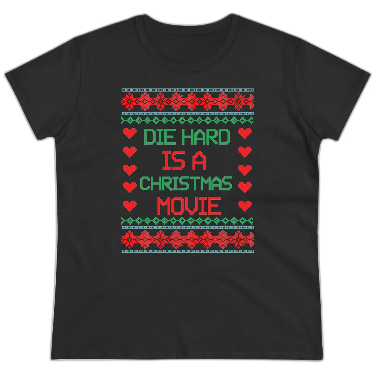 Die Hard Is A Christmas Movie Design Ladies Tee in Black