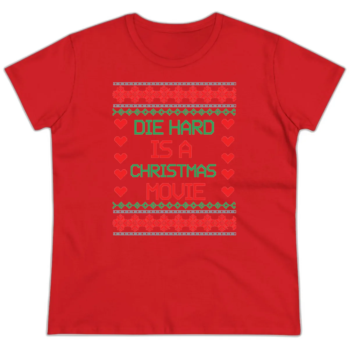 Die Hard Is A Christmas Movie Design Ladies Tee in Red