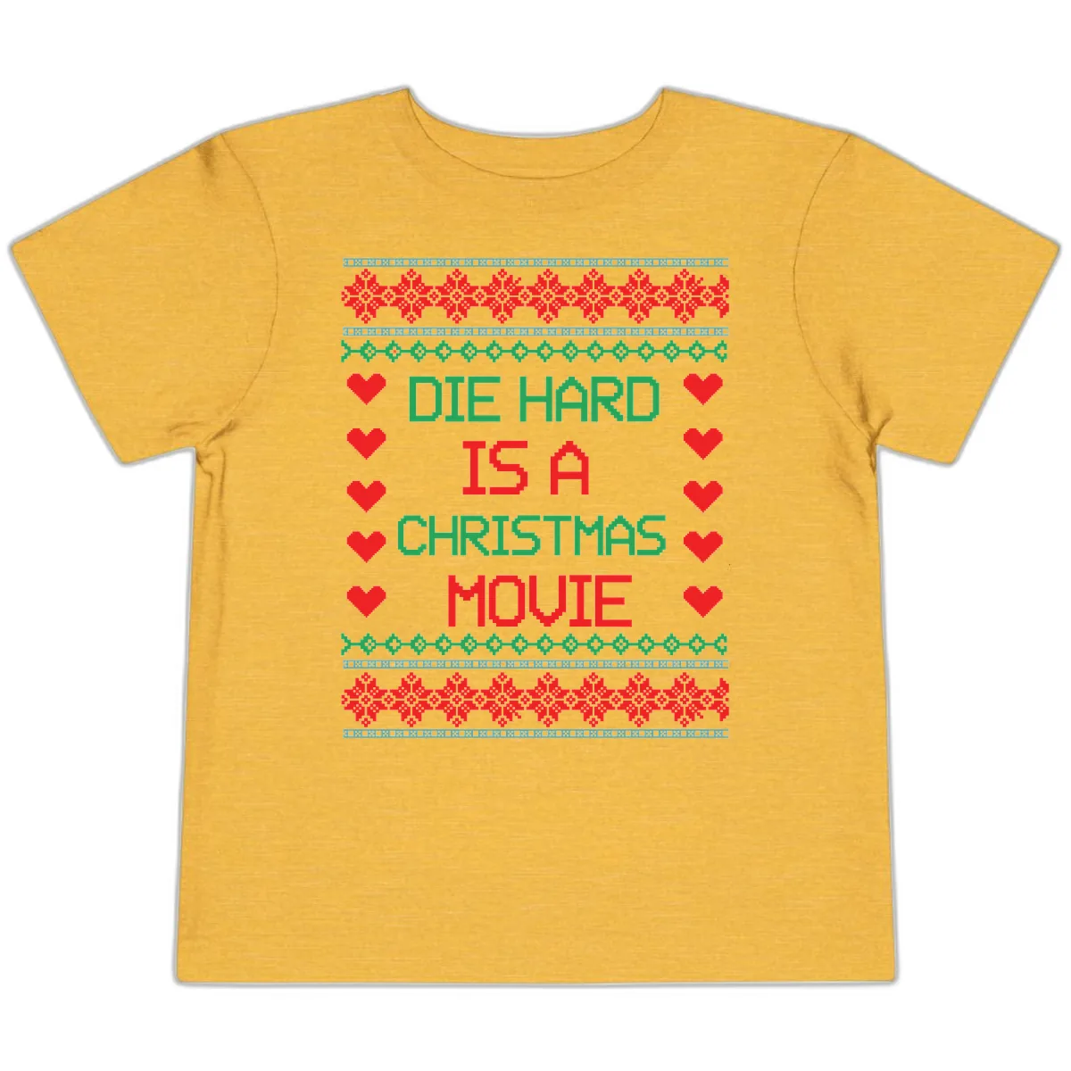 Die Hard Is A Christmas Movie Design Toddler T-Shirt in Heather Yellow Gold