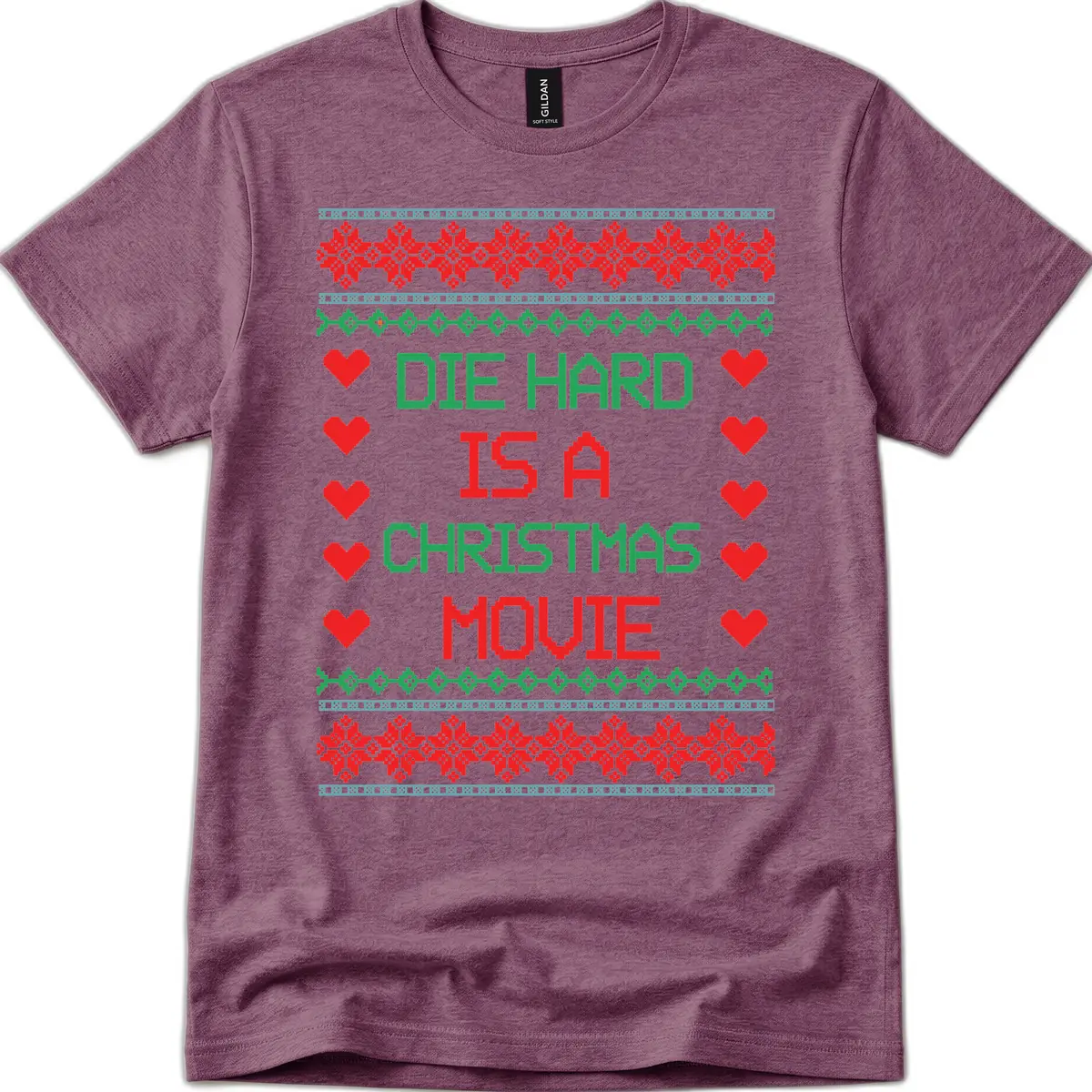 Die Hard Is A Christmas Movie Design T-Shirt in Heather Maroon
