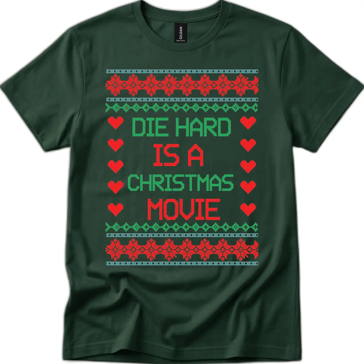 Die Hard Is A Christmas Movie Design T-Shirt in Forest Green