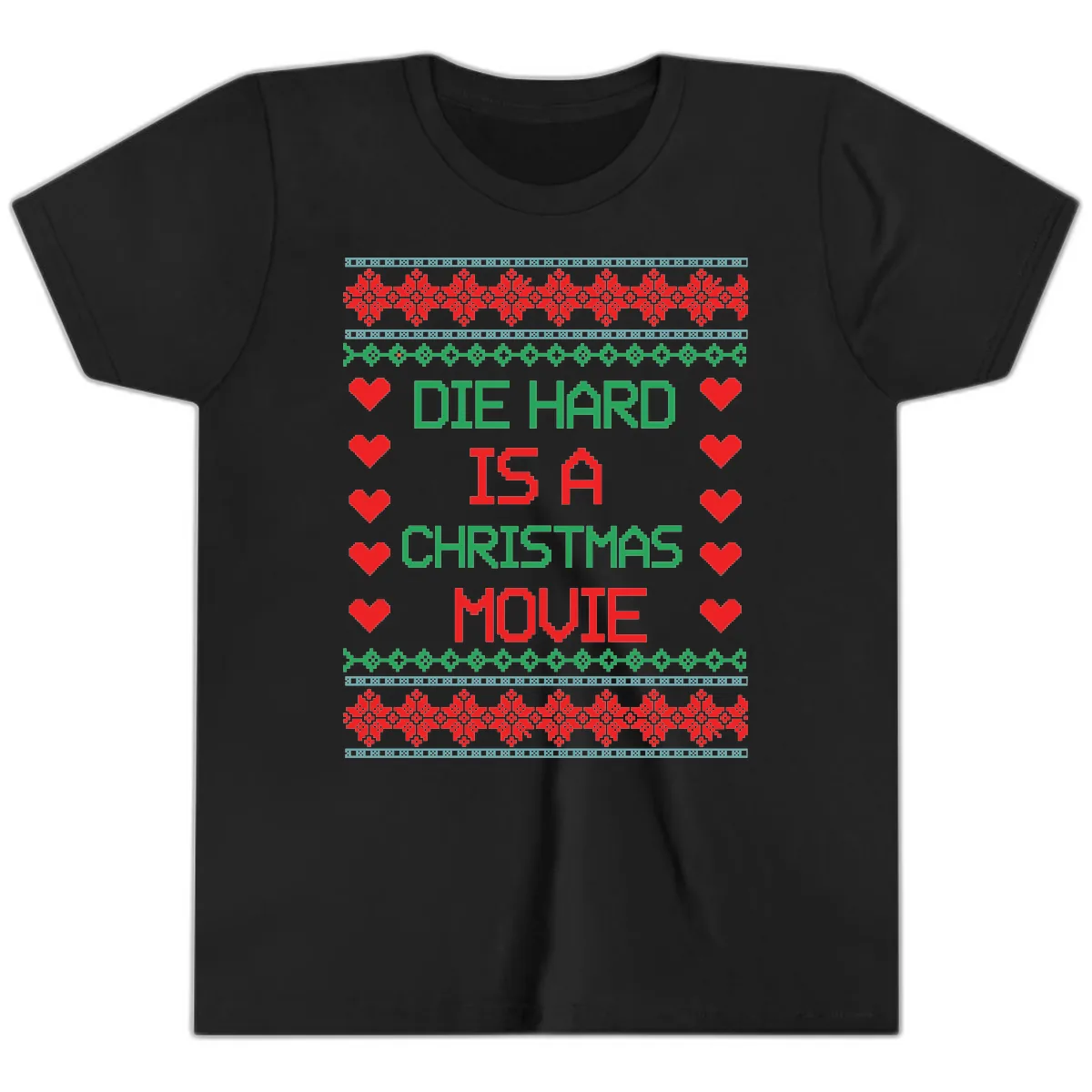 Die Hard Is A Christmas Movie Design Youth T-Shirt in Black