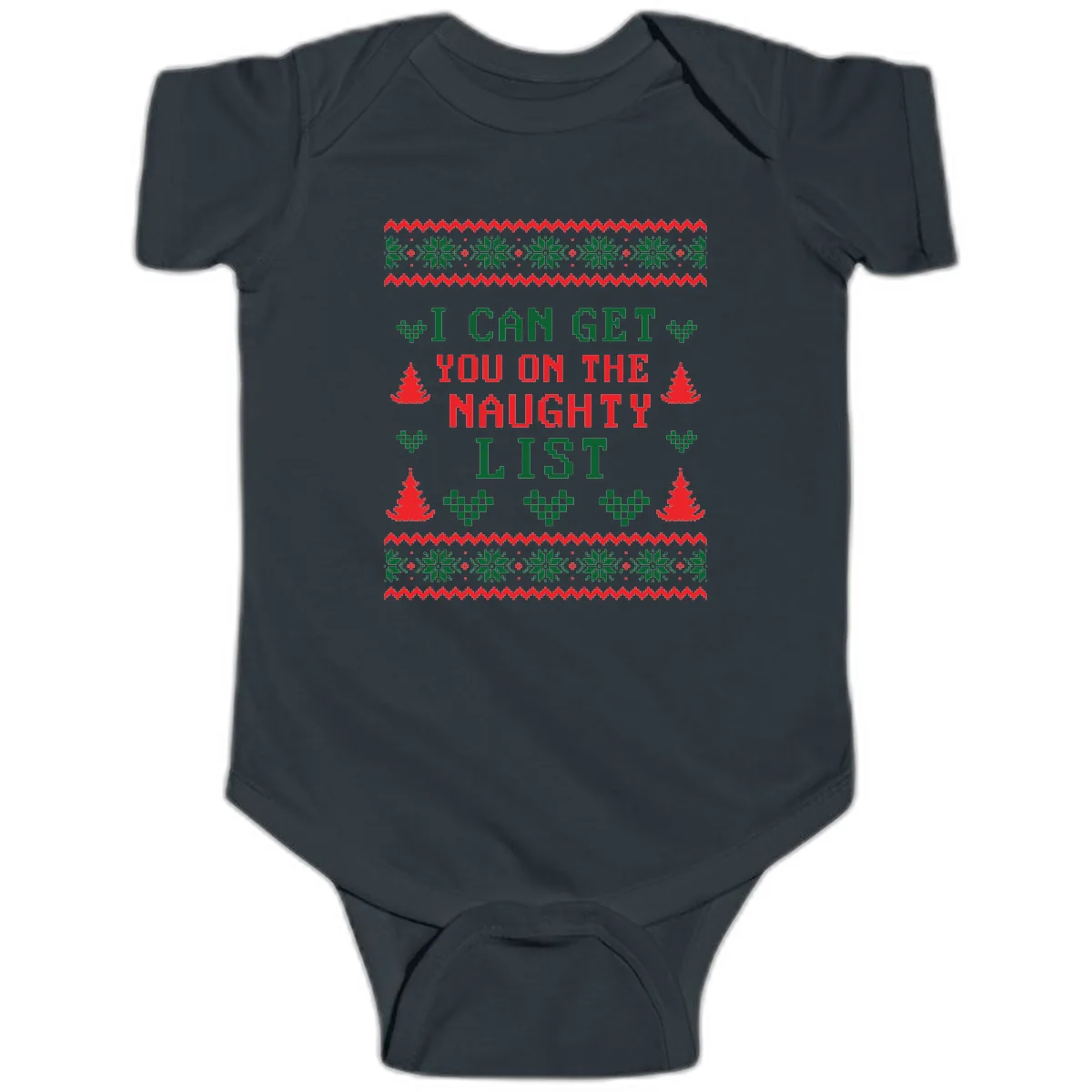 I Can Get You On The Naughty List Baby Onesie in Black