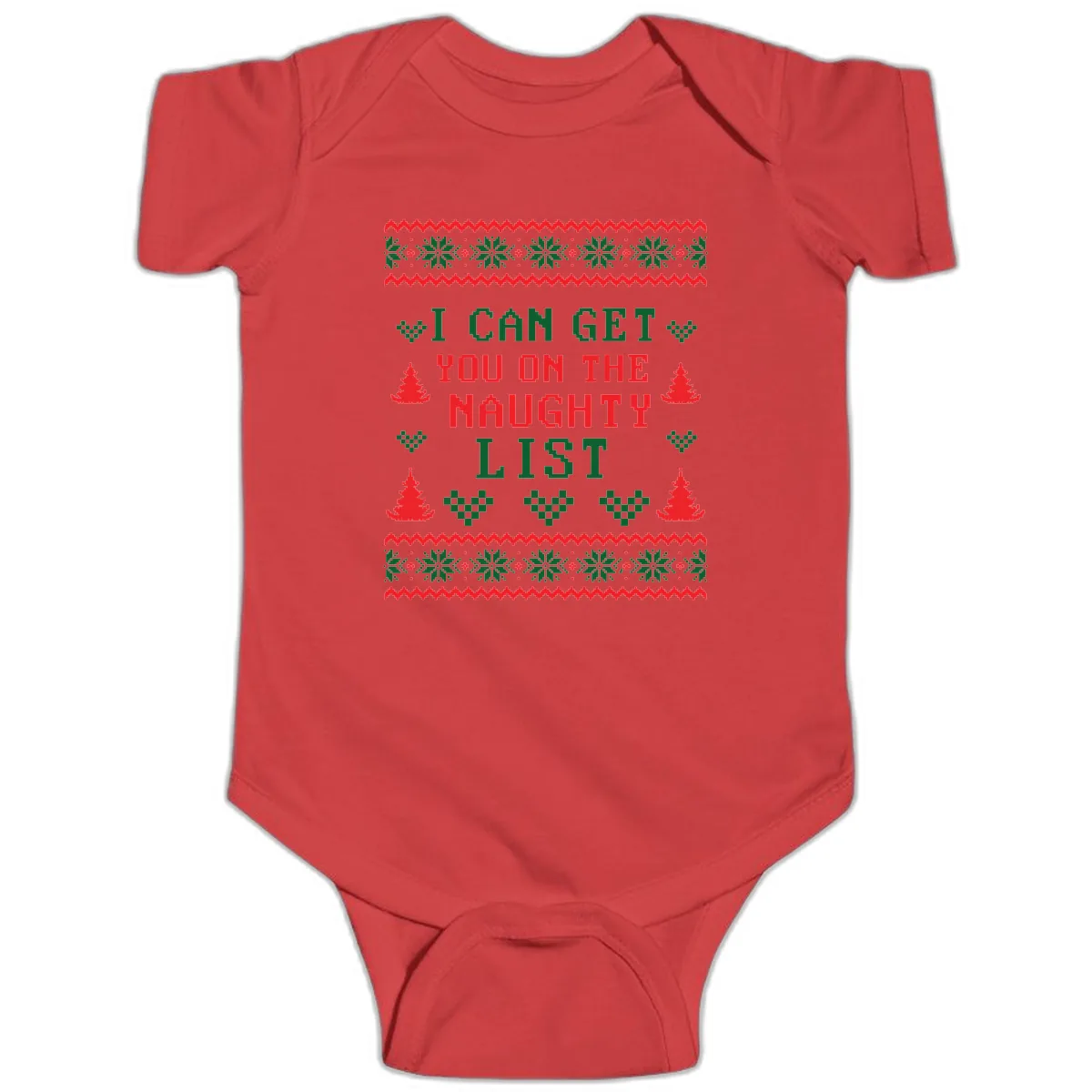 I Can Get You On The Naughty List Baby Onesie in Red