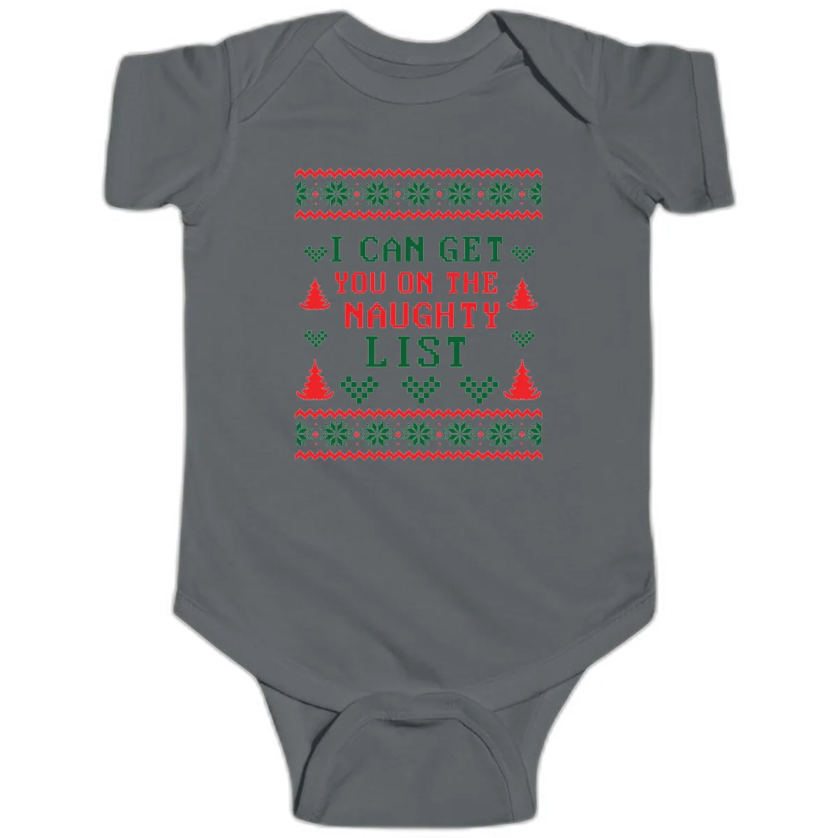 I Can Get You On The Naughty List Baby Onesie in Charcoal