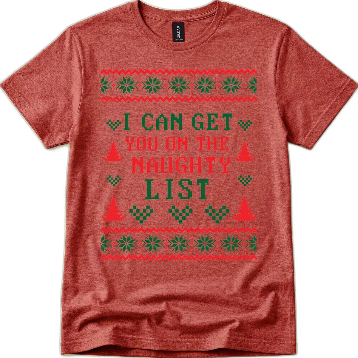 I Can Get You On The Naughty List T-Shirt in Heather Cardinal