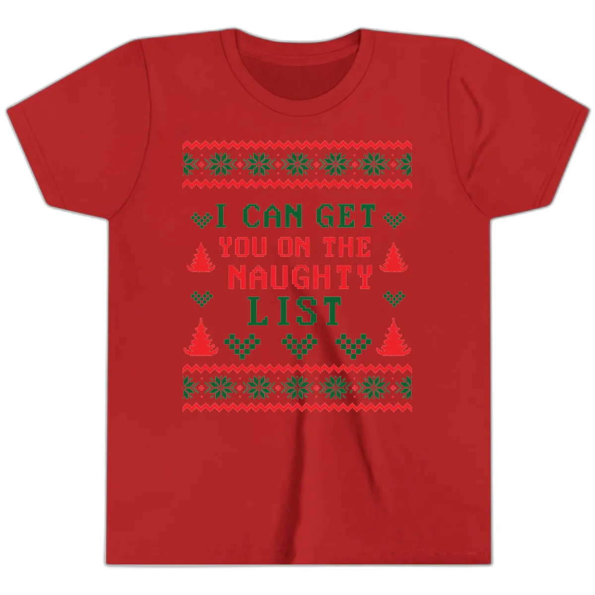I Can Get You On The Naughty List Youth T-Shirt in Red