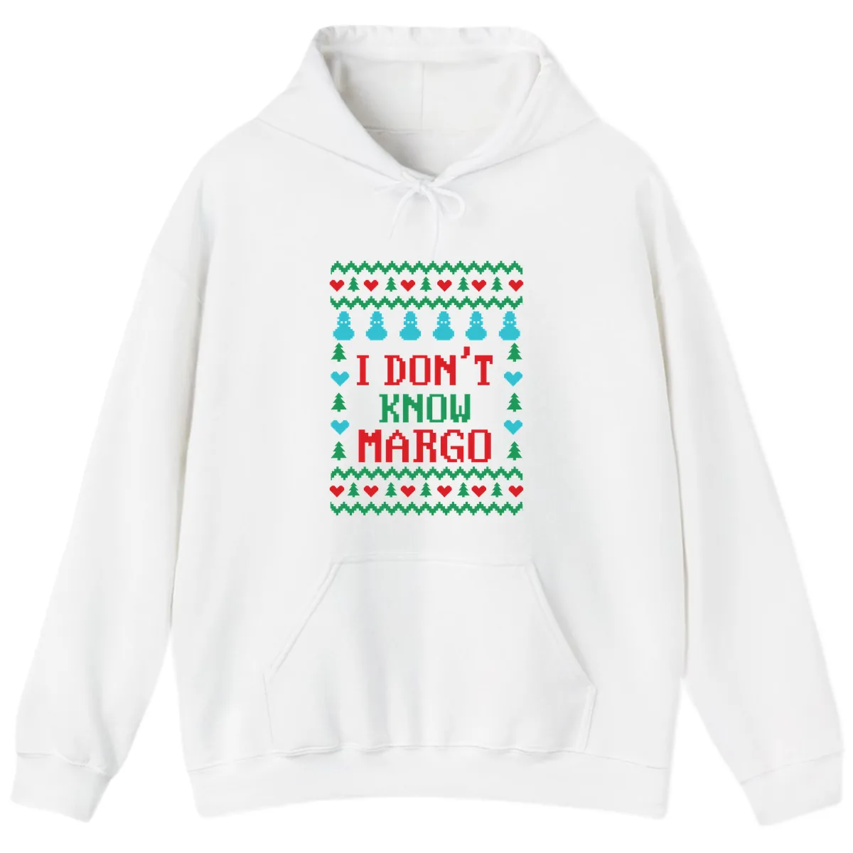 I Don't Know Margo Ugly Christmas Sweater Hoodie in White