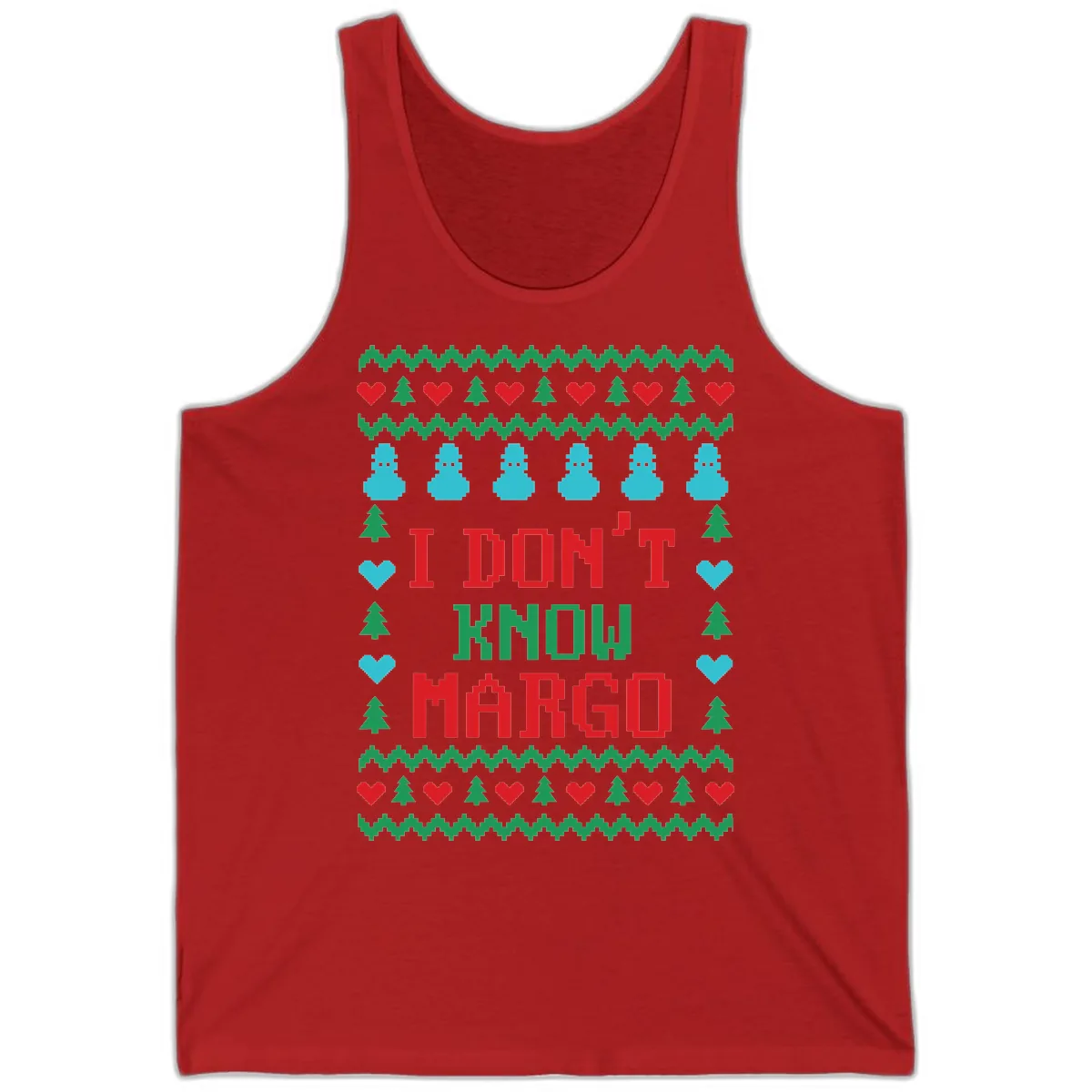 I Don't Know Margo Ugly Christmas Sweater Tank in Red