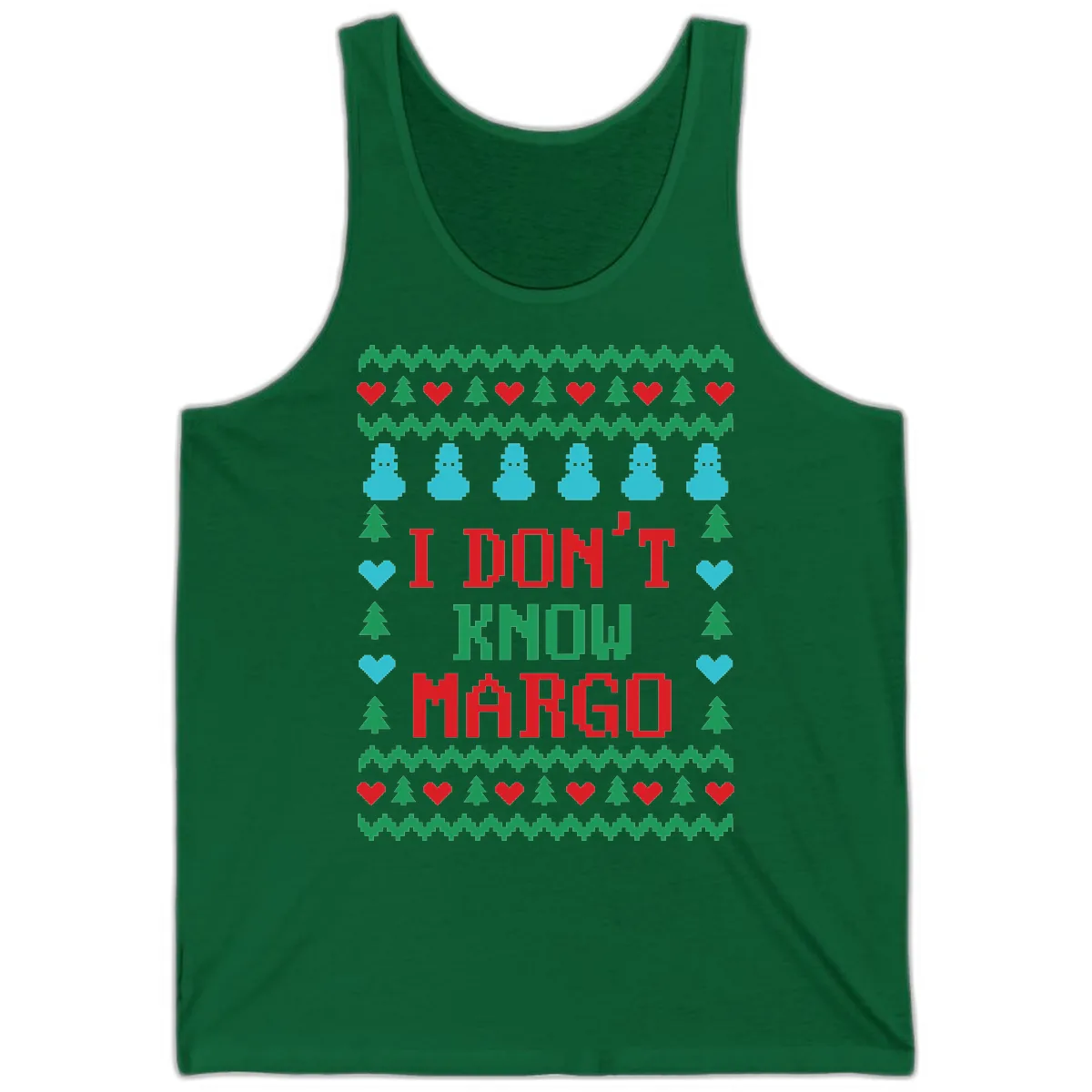 I Don't Know Margo Ugly Christmas Sweater Tank in Kelly