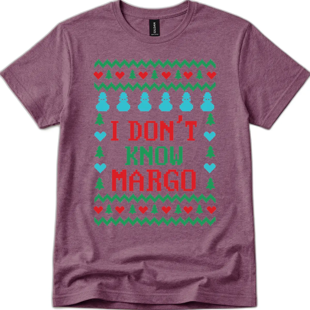 I Don't Know Margo Ugly Christmas Sweater T-Shirt in Heather Maroon