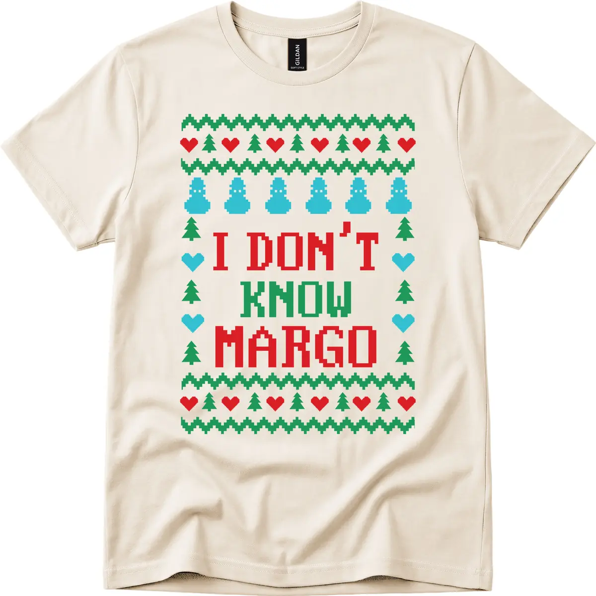I Don't Know Margo Ugly Christmas Sweater T-Shirt in Natural