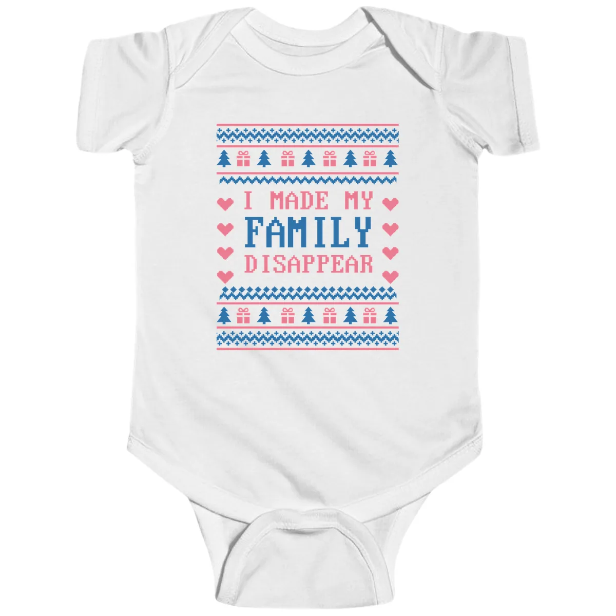 I Made My Family Disappear Baby Onesie in White