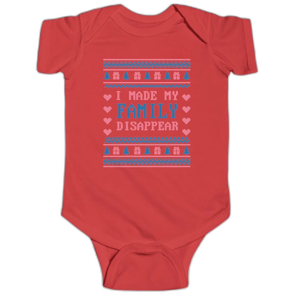 I Made My Family Disappear Baby Onesie in Red