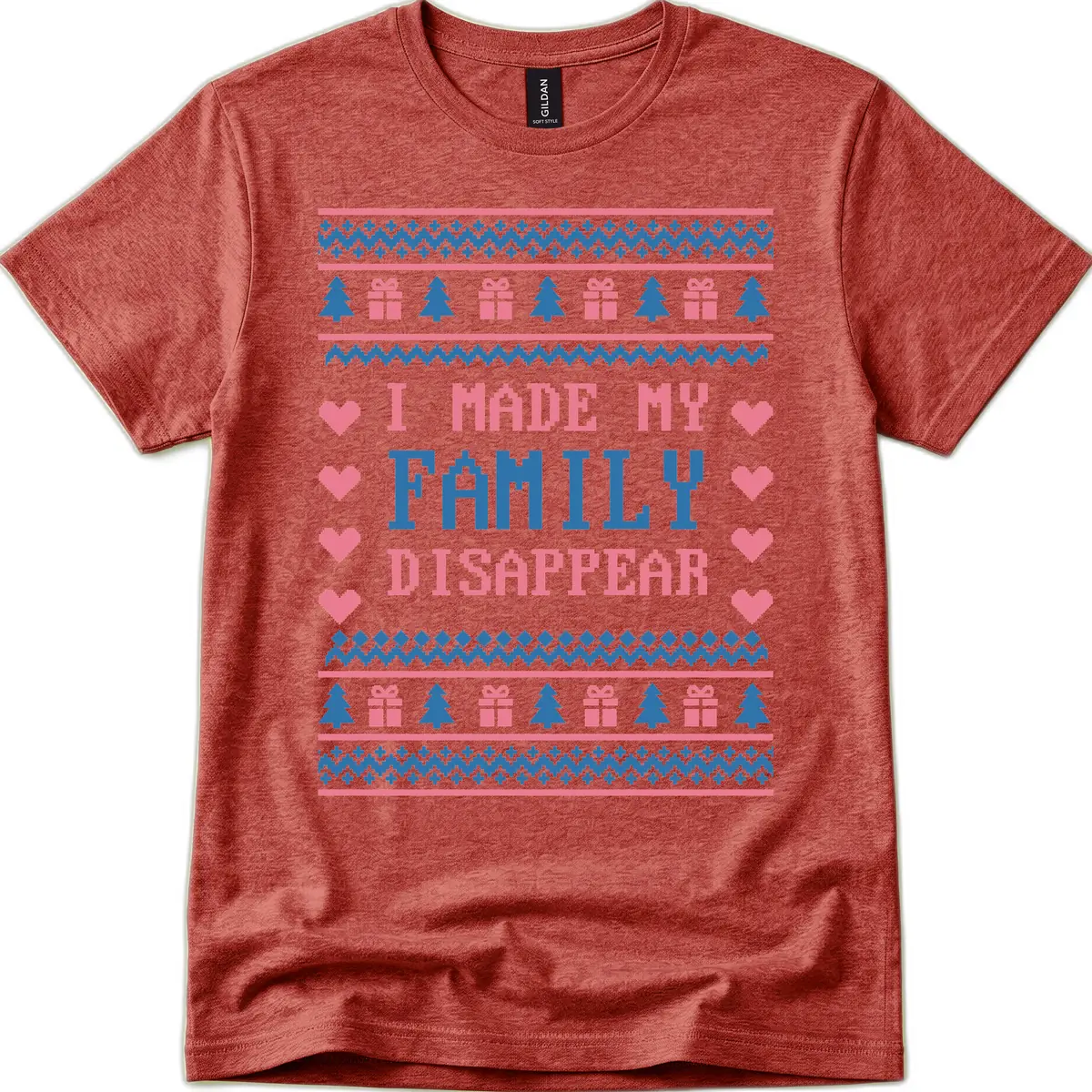 I Made My Family Disappear T-Shirt in Heather Cardinal