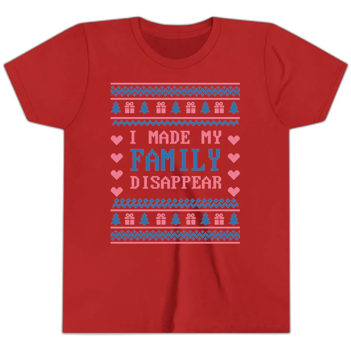I Made My Family Disappear Youth T-Shirt in Red