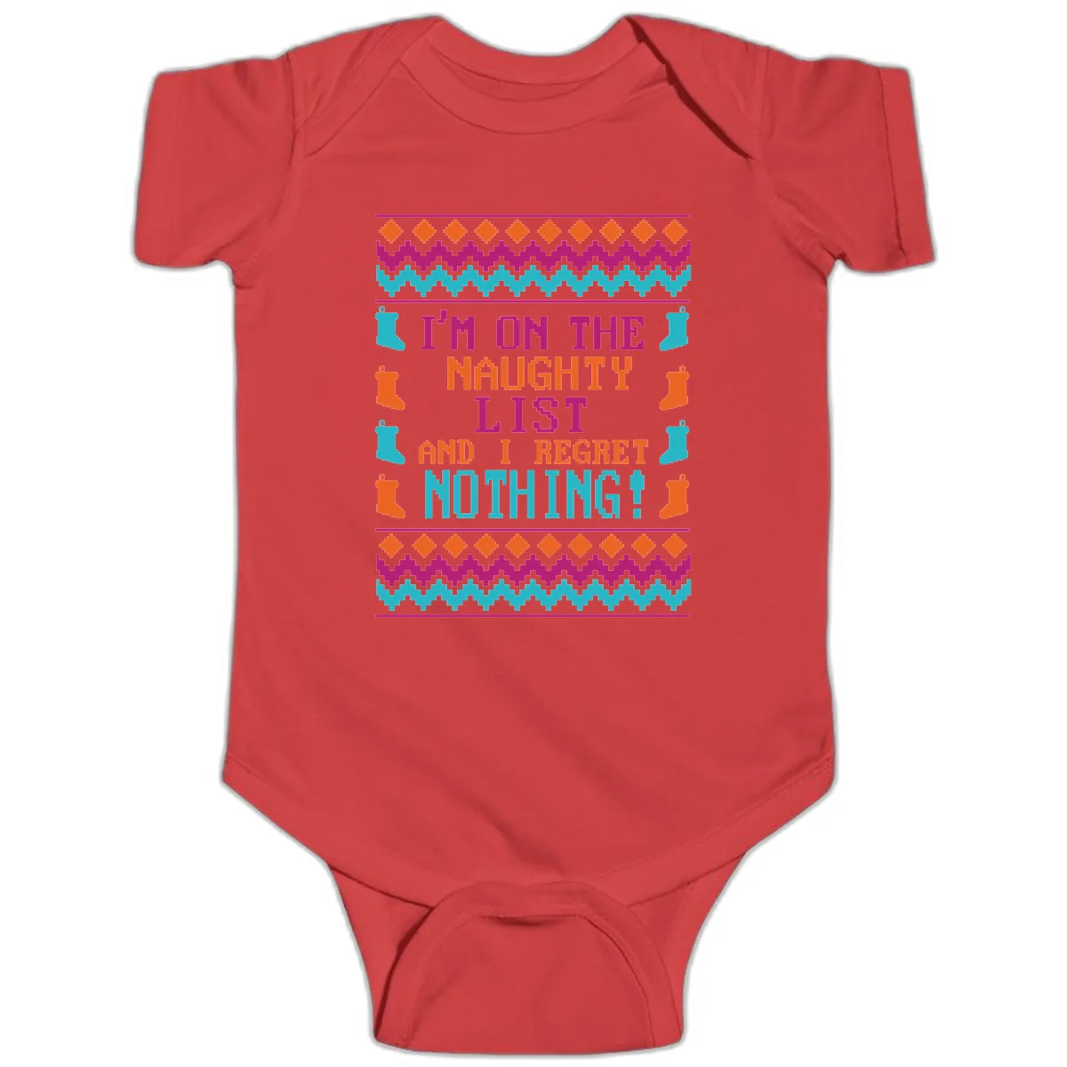 I'm On The Naughty List And I Regret Nothing Baby Onesie in Red