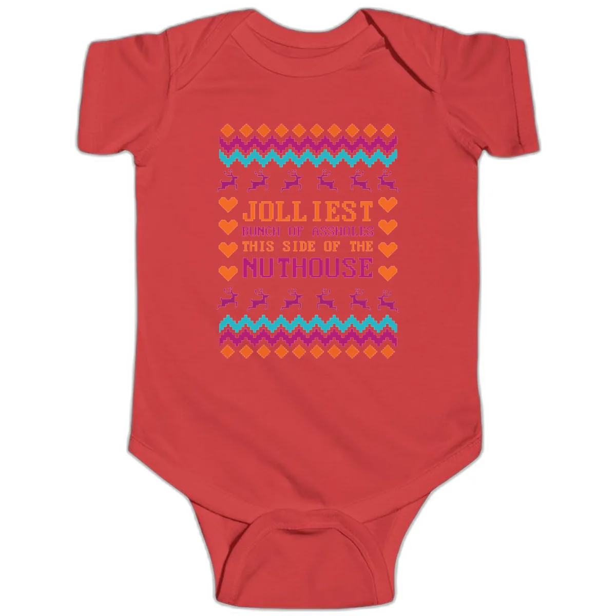 Jolliiest Bunch Of Assholes Baby Onesie in Red