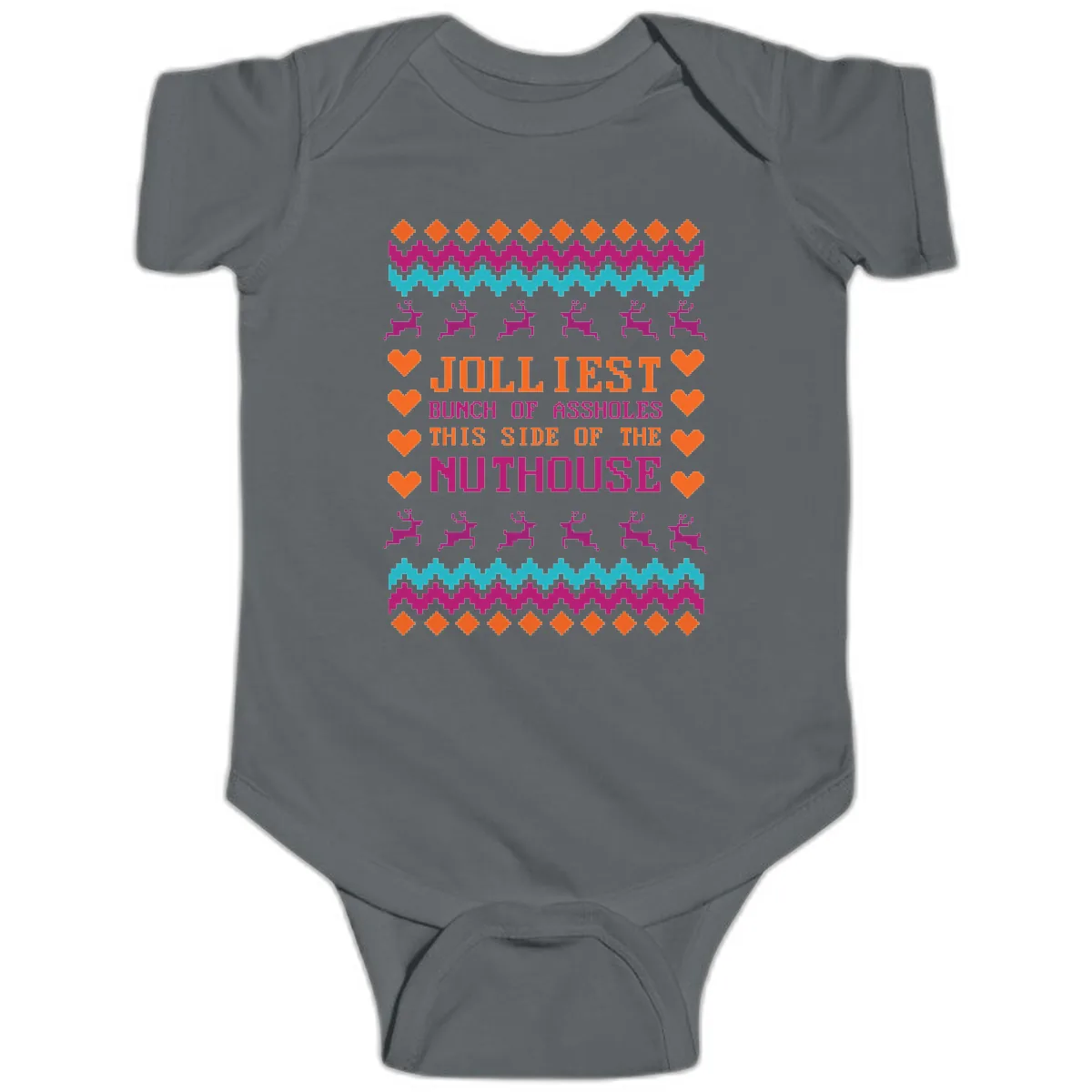 Jolliiest Bunch Of Assholes Baby Onesie in Charcoal