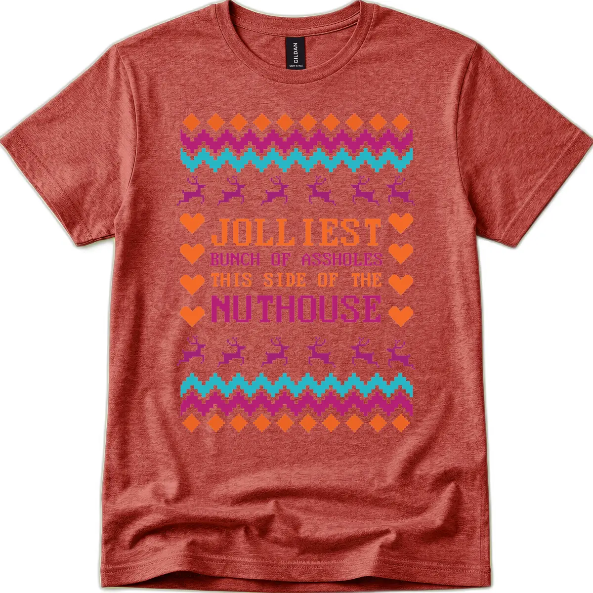 Jolliiest Bunch Of Assholes T-Shirt in Heather Cardinal
