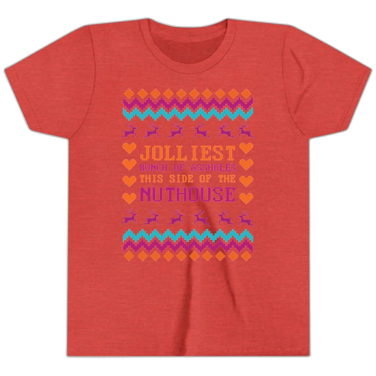 Jolliiest Bunch Of Assholes Youth T-Shirt in Heather Red