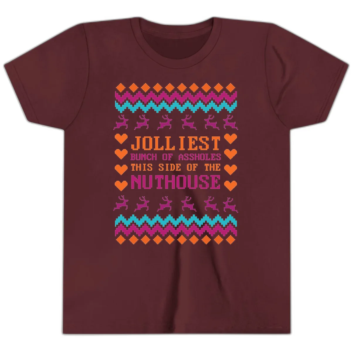 Jolliiest Bunch Of Assholes Youth T-Shirt in Maroon