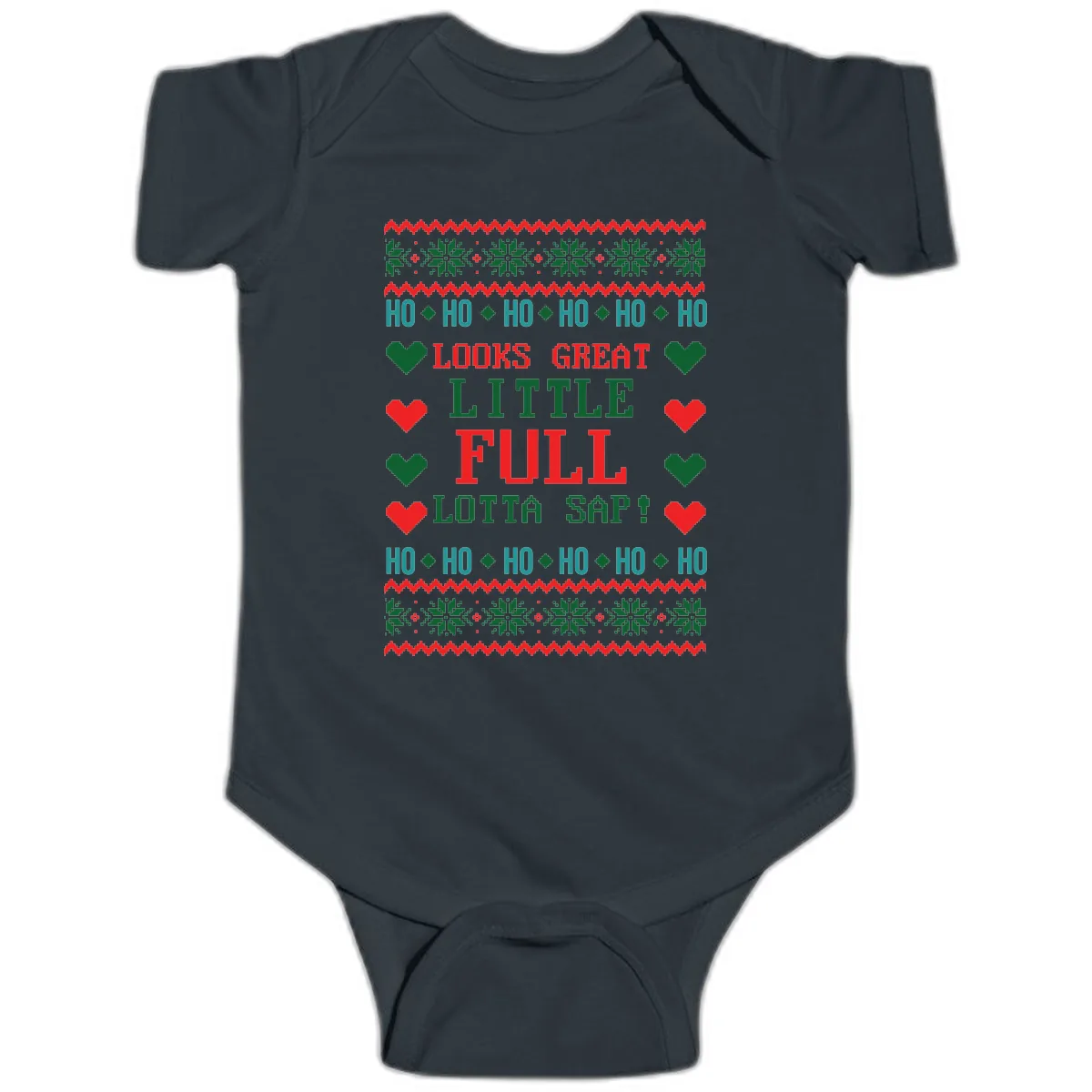 Ho Ho Ho Lotta Sap Ugly Christmas Sweater Design Baby Onesie in Black
