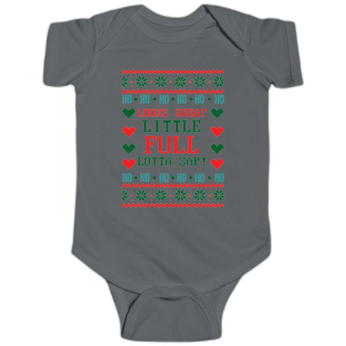 Ho Ho Ho Lotta Sap Ugly Christmas Sweater Design Baby Onesie in Charcoal