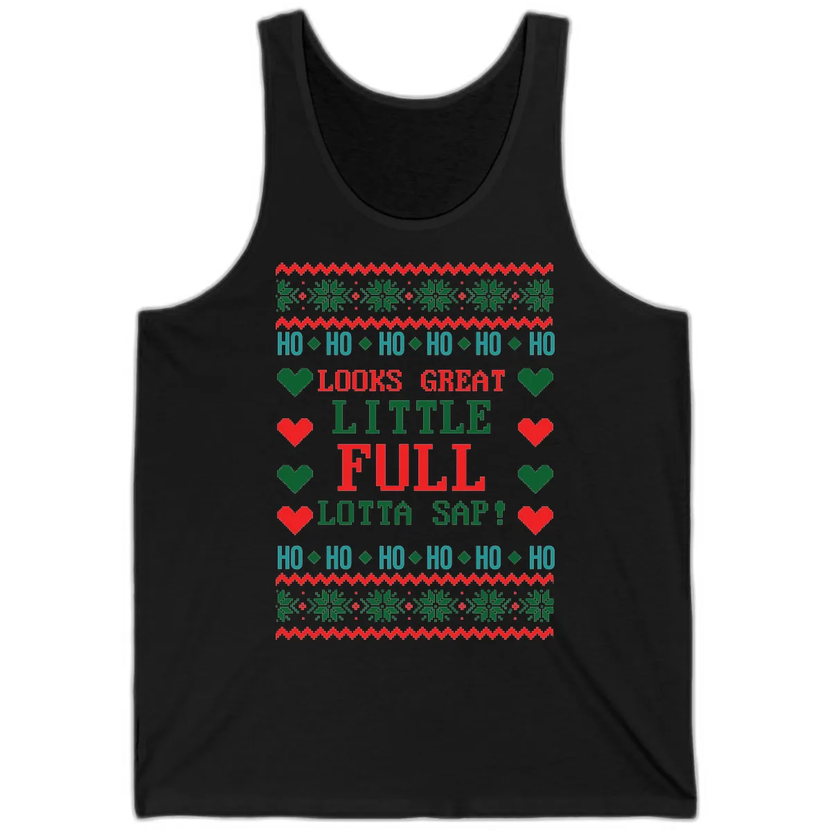 Ho Ho Ho Lotta Sap Ugly Christmas Sweater Design Tank in Black