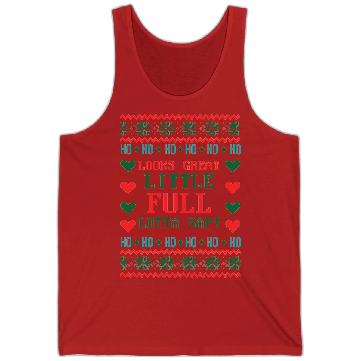 Ho Ho Ho Lotta Sap Ugly Christmas Sweater Design Tank in Red
