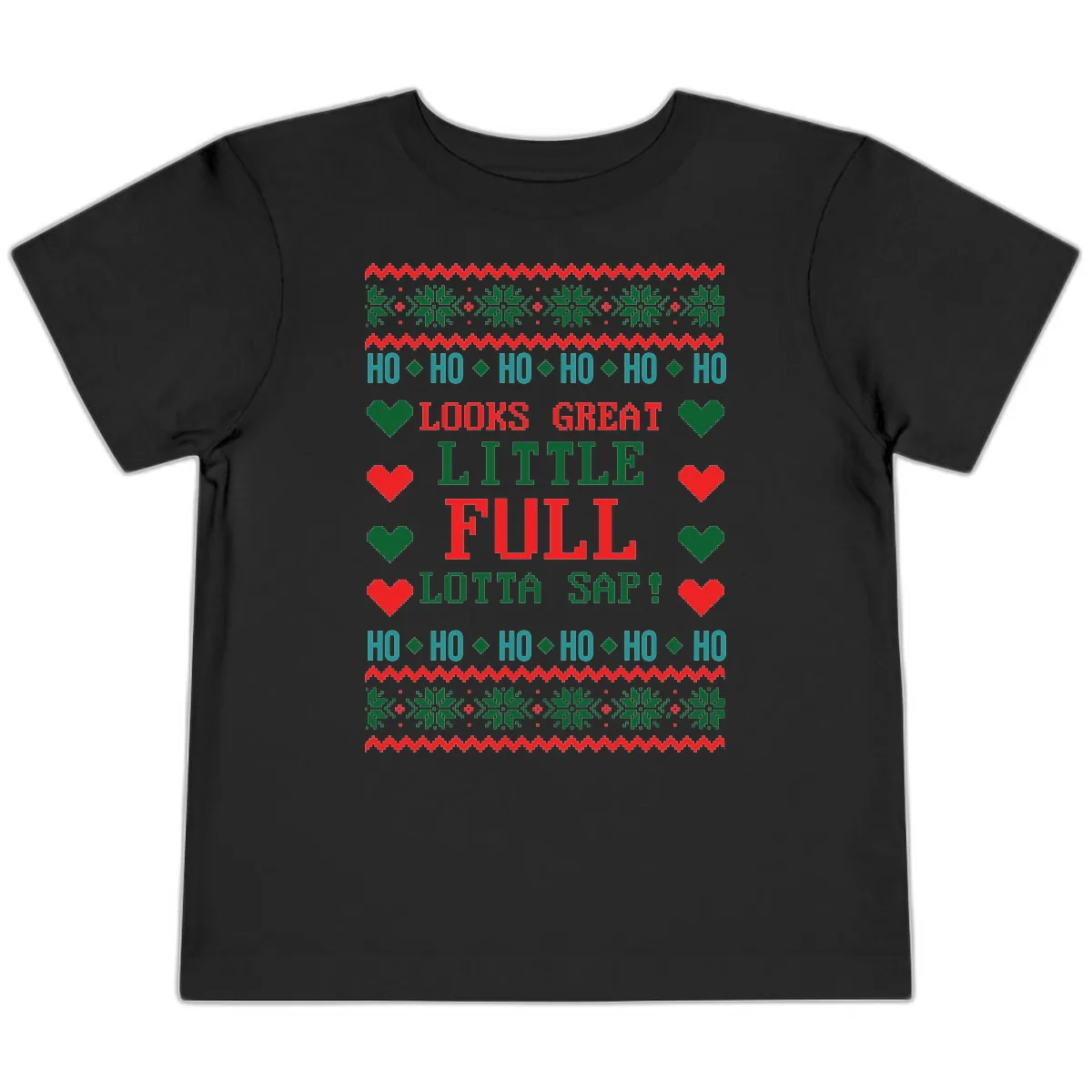 Ho Ho Ho Lotta Sap Ugly Christmas Sweater Design Toddler T-Shirt in Black