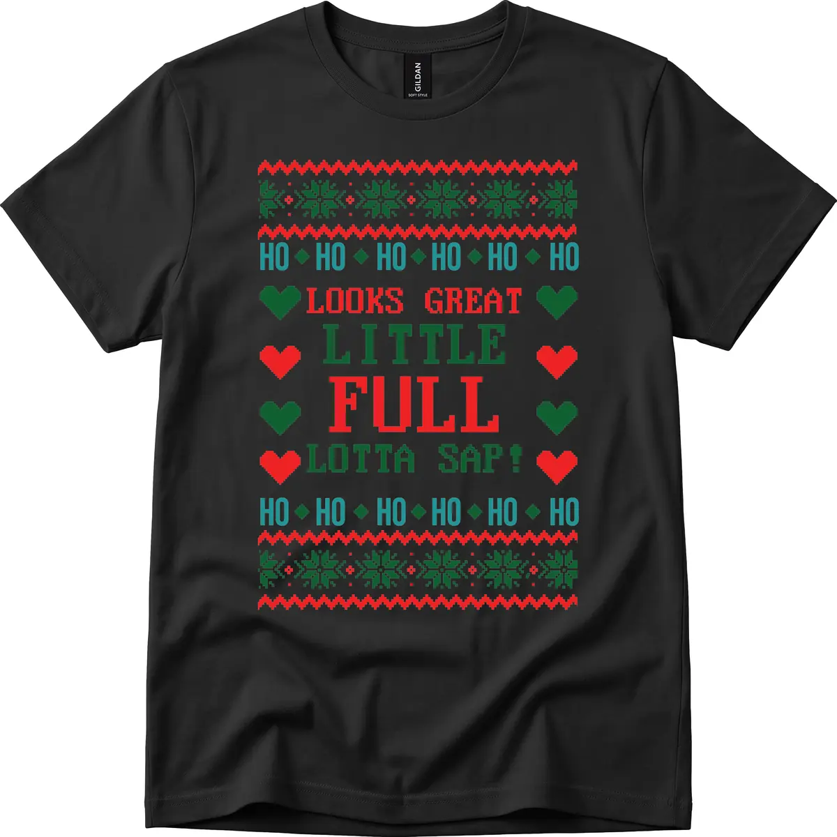 Ho Ho Ho Lotta Sap Ugly Christmas Sweater Design T-Shirt in Black
