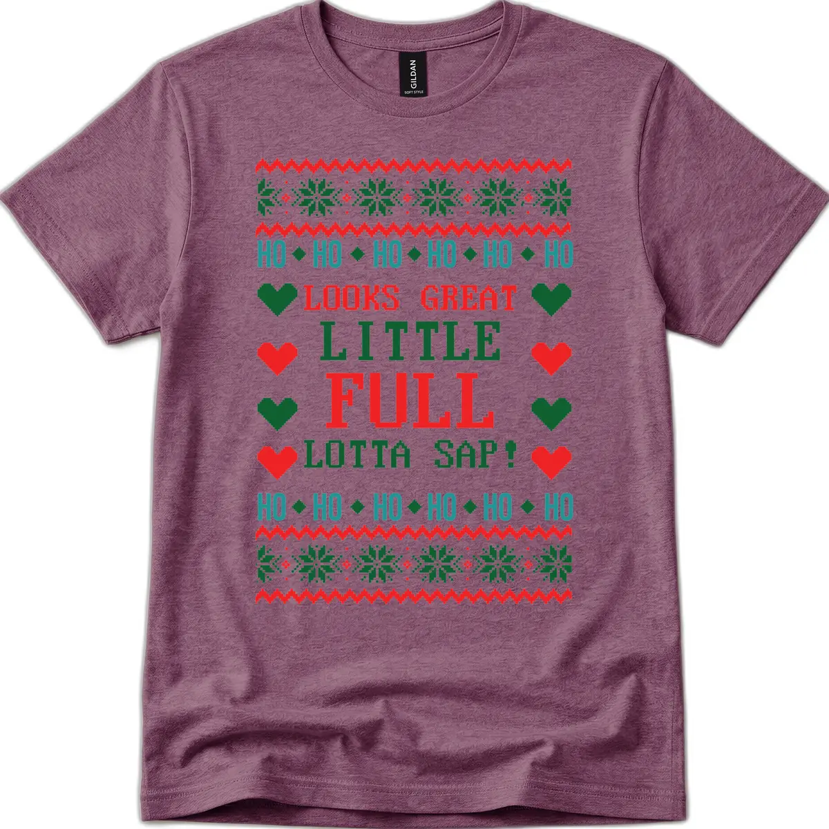 Ho Ho Ho Lotta Sap Ugly Christmas Sweater Design T-Shirt in Heather Maroon