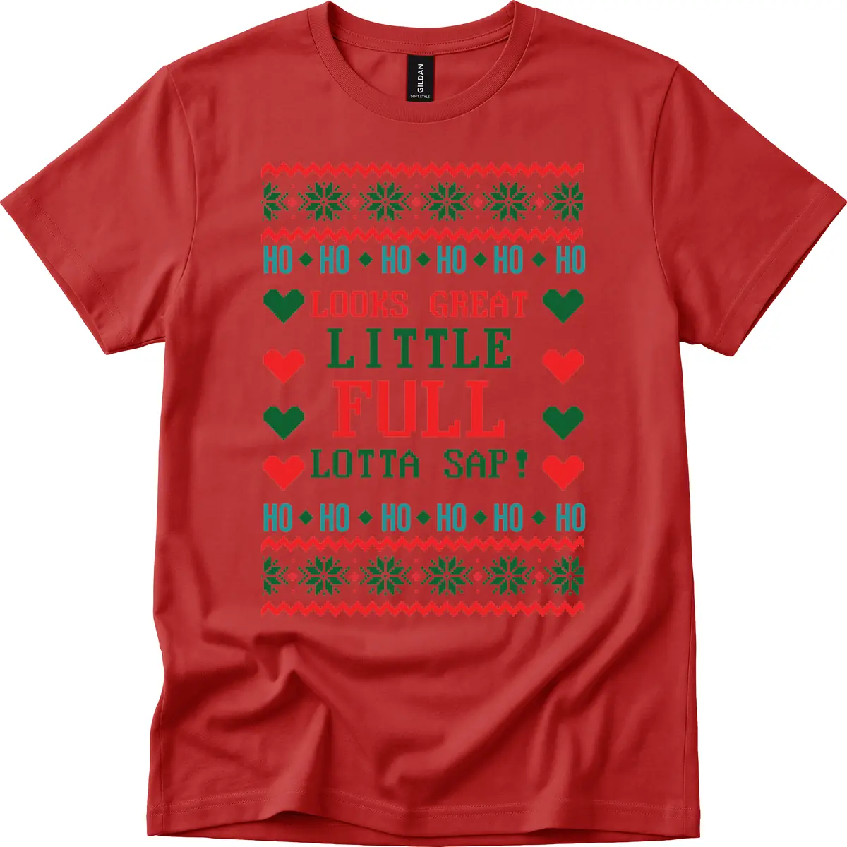 Ho Ho Ho Lotta Sap Ugly Christmas Sweater Design T-Shirt in Red