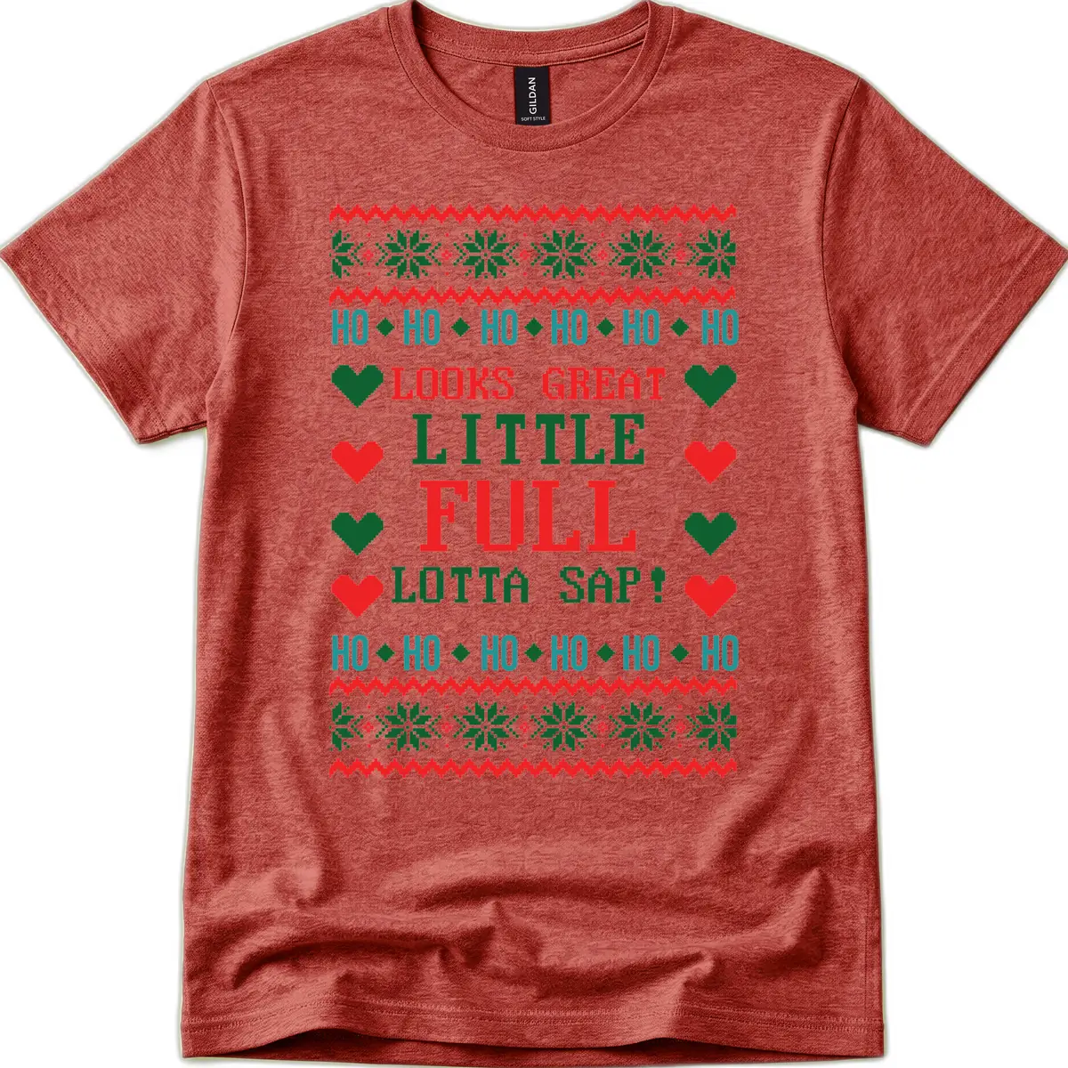 Ho Ho Ho Lotta Sap Ugly Christmas Sweater Design T-Shirt in Heather Cardinal