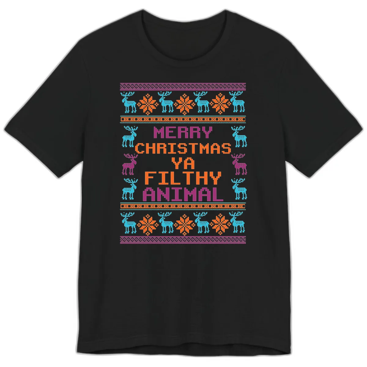 Merry Christmas Ya Filthy Animal Ugly Sweater Premium T-Shirt in Black