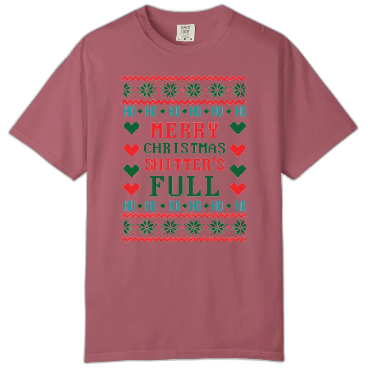 Merry Christmas Shitter's Full Ugly Sweater Comfort Color in Crimson